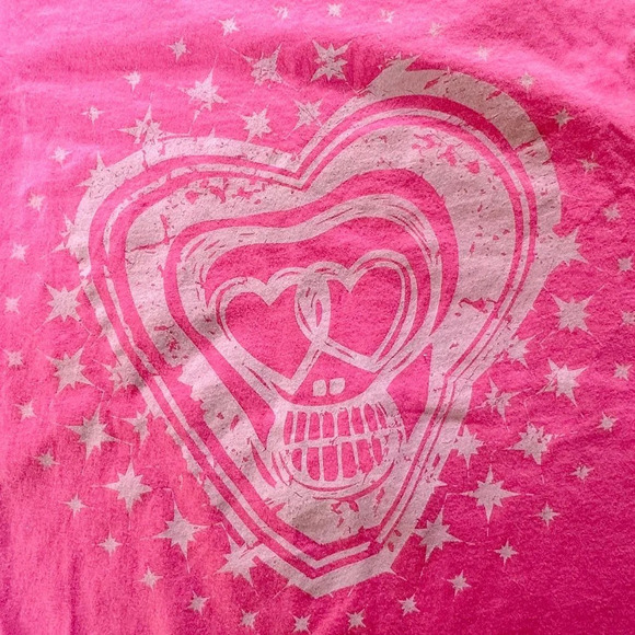 Alternative Apparel Pink Cap Sleeve T-shirt S/M Original Art Skull Edgy Design - Picture 5 of 8